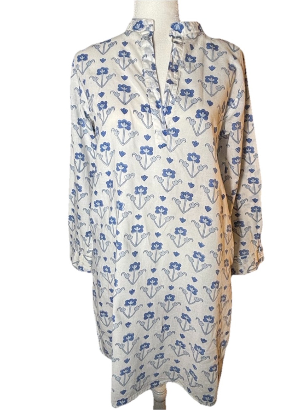 Livro Kurta Kaftan Short Dress Blue Floral - S - Picture 3 of 5